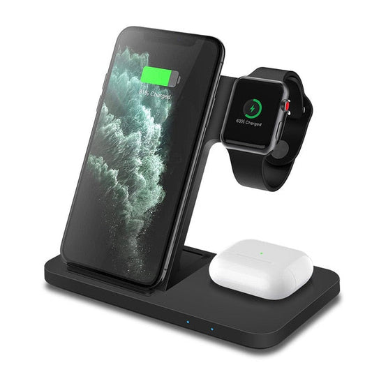 15W Qi Wireless Charger Stand for iPhoneSeries Fast Charging Dock Station For Apple Watch 7 6 SE AirPods Pro