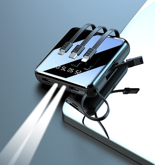 20000mAh Power Bank External Battery Charger Mini Powerbank Built in Cable For  iPhone  Samsung  Huawei Xiaomi Poverbank